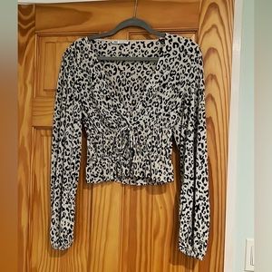 Zara Cheetah Print Peplum Blouse